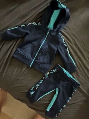 Navy & Teal Hooded Jacket and Jogger Set